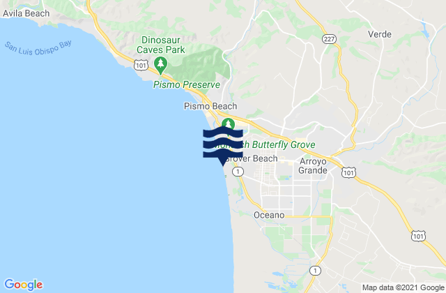 Mappa delle Getijden in Grover Beach, United States