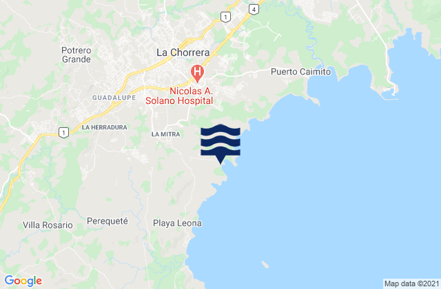 Mappa delle Getijden in Guadalupe, Panama