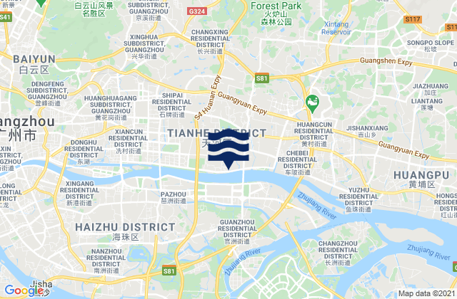 Mappa delle Getijden in Guangzhou, China