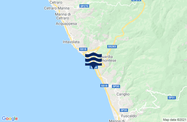Mappa delle Getijden in Guardia Piemontese, Italy