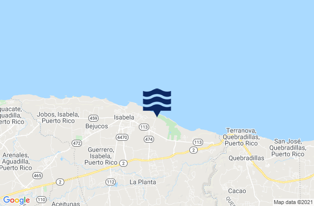 Mappa delle Getijden in Guayabos Barrio, Puerto Rico