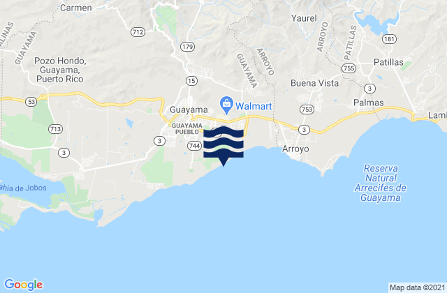 Mappa delle Getijden in Guayama, Puerto Rico