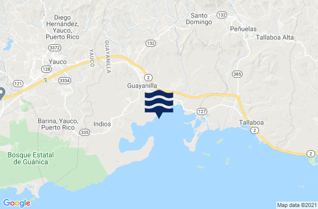 Mappa delle Getijden in Guayanilla Barrio-Pueblo, Puerto Rico