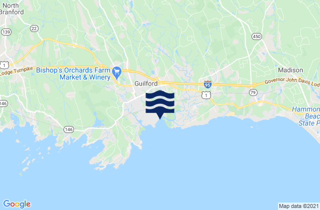 Mappa delle Getijden in Guilford Harbor, United States