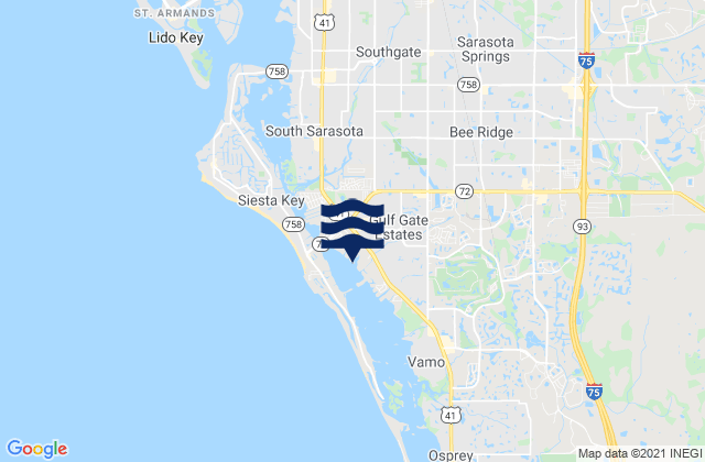 Mappa delle Getijden in Gulf Gate Estates, United States