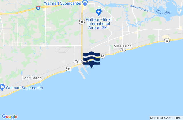 Mappa delle Getijden in Gulfport Harbor, United States
