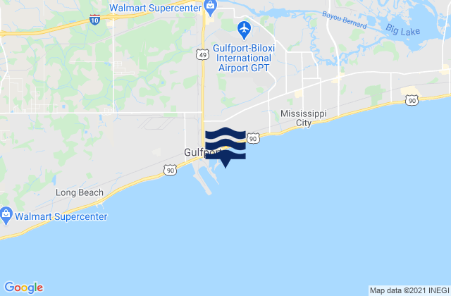 Mappa delle Getijden in Gulfport Harbor Mississippi Sound, United States