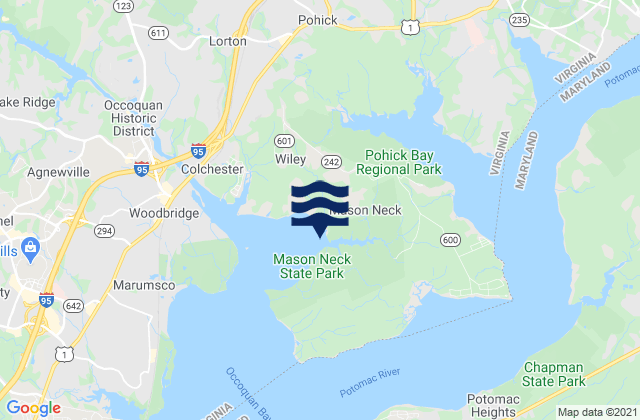 Mappa delle Getijden in Gunston Cove, United States