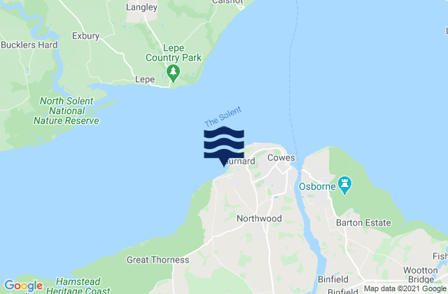 Mappa delle Getijden in Gurnard Bay, United Kingdom