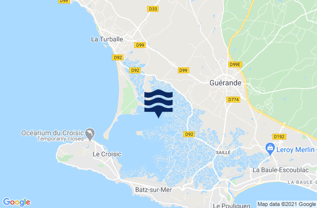 Mappa delle Getijden in Guérande, France