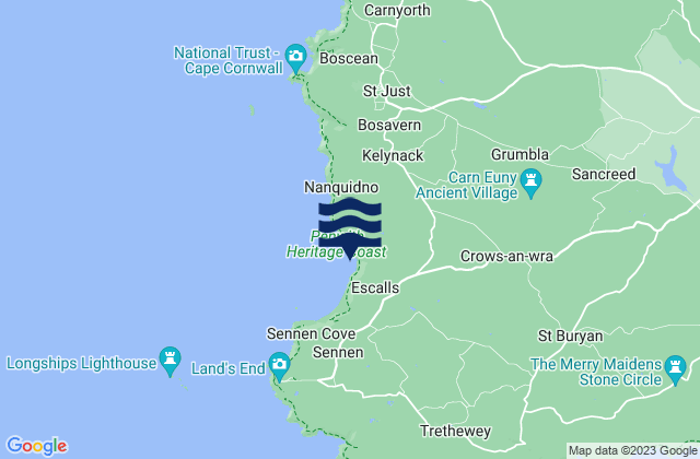 Mappa delle Getijden in Gwenver Beach, United Kingdom