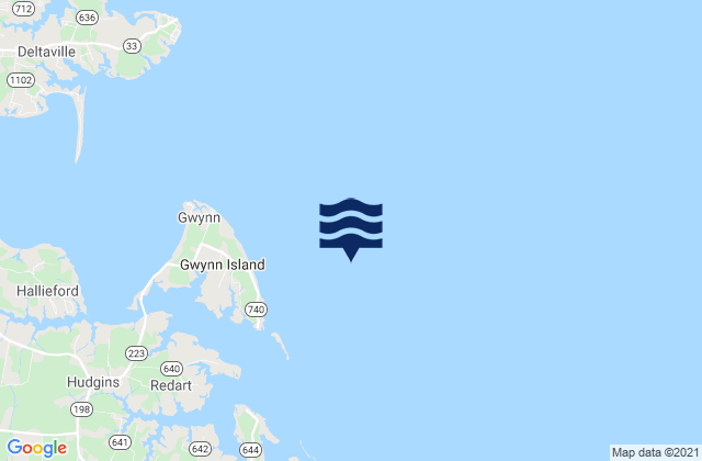 Mappa delle Getijden in Gwynn Island 1.5 n.mi. east of, United States