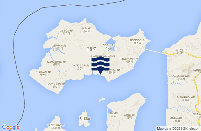 Mappa delle Getijden in Gyodong, South Korea