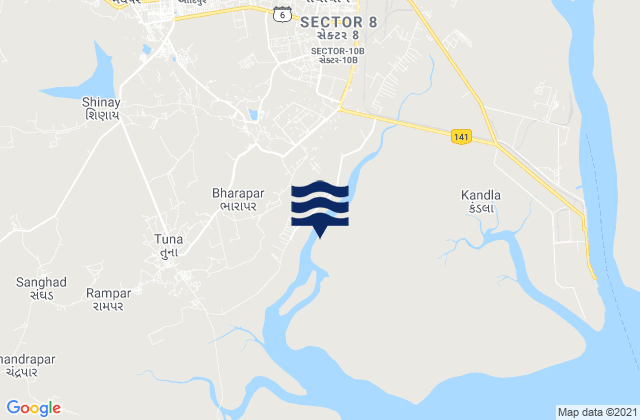 Mappa delle Getijden in Gāndhīdhām, India