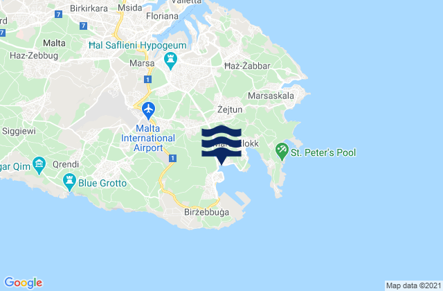 Mappa delle Getijden in Għaxaq, Malta