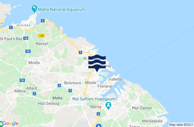 Mappa delle Getijden in Gżira, Malta