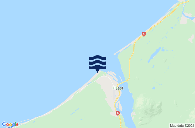 Mappa delle Getijden in Haast Beach, New Zealand
