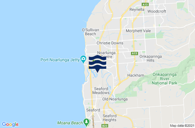 Mappa delle Getijden in Hackham, Australia