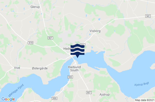 Mappa delle Getijden in Hadsund, Denmark