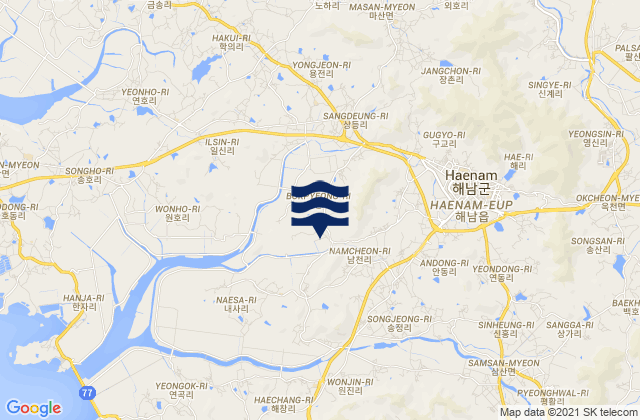 Mappa delle Getijden in Haenam, South Korea