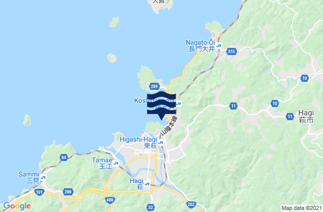 Mappa delle Getijden in Hagi, Japan