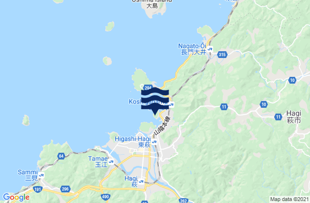 Mappa delle Getijden in Hagi Ko, Japan