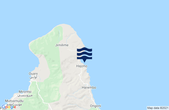 Mappa delle Getijden in Hajoho, Comoros