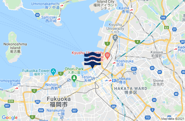 Mappa delle Getijden in Hakata-Hunadamari, Japan