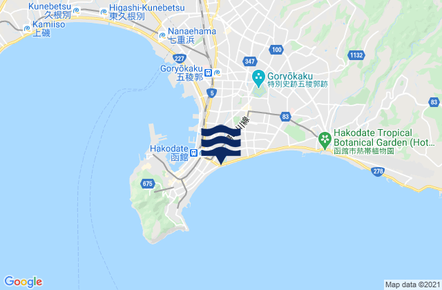 Mappa delle Getijden in Hakodate, Japan