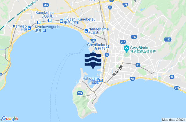 Mappa delle Getijden in Hakodate Ko, Japan