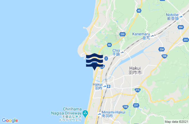 Mappa delle Getijden in Hakui Shi, Japan
