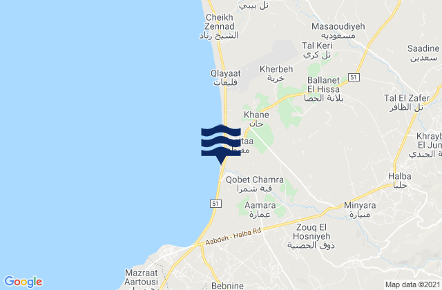 Mappa delle Getijden in Halba, Lebanon