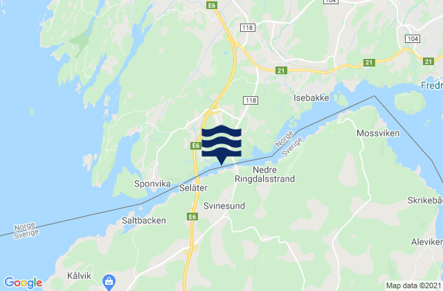 Mappa delle Getijden in Halden, Norway