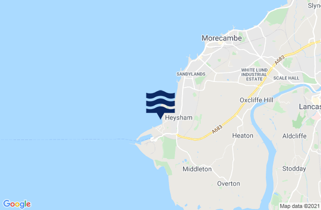 Mappa delle Getijden in Half Moon Bay Beach, United Kingdom