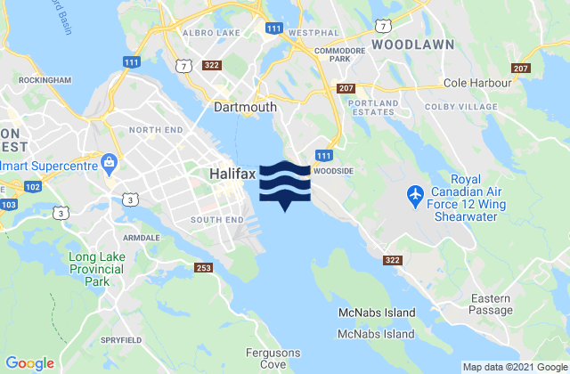 Mappa delle Getijden in Halifax Harbour, Canada
