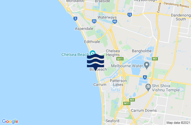 Mappa delle Getijden in Hallam, Australia