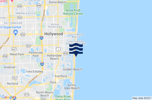 Mappa delle Getijden in Hallandale Beach, United States