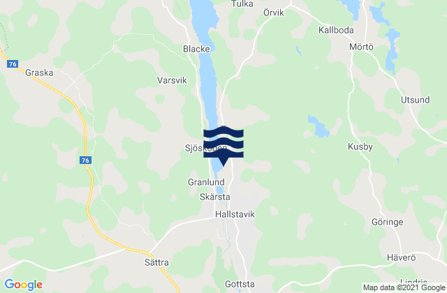 Mappa delle Getijden in Hallstavik, Sweden