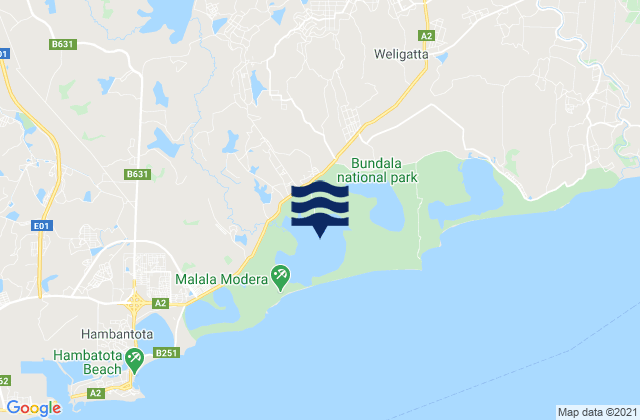 Mappa delle Getijden in Hambantota District, Sri Lanka