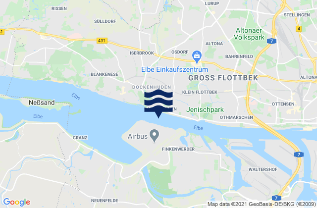 Mappa delle Getijden in Hamburg, Denmark