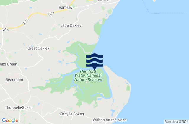 Mappa delle Getijden in Hamford Water, United Kingdom