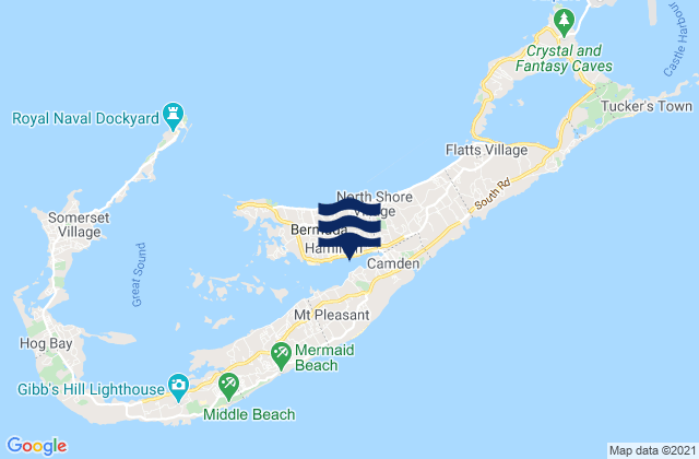 Mappa delle Getijden in Hamilton City, Bermuda