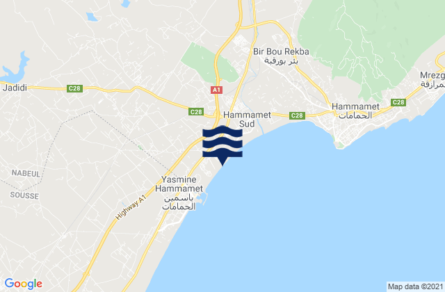 Mappa delle Getijden in Hammamet, Tunisia