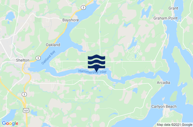 Mappa delle Getijden in Hammersley Inlet, United States