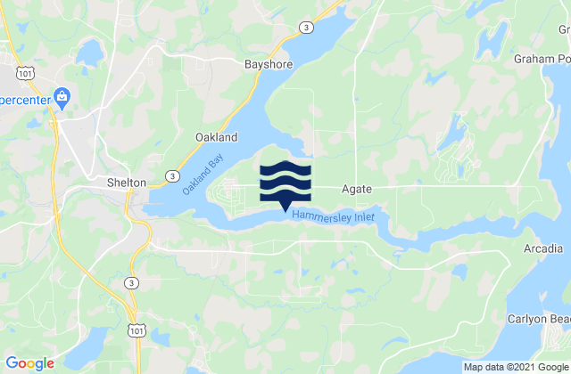 Mappa delle Getijden in Hammersley Inlet west of Skookum Point, United States