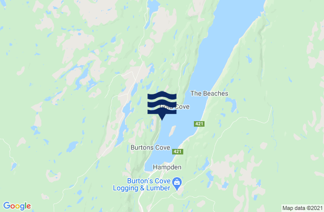 Mappa delle Getijden in Hampden, Canada