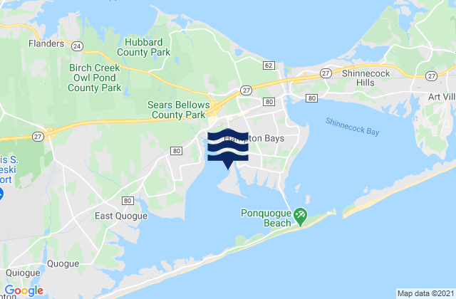 Mappa delle Getijden in Hampton Bays, United States