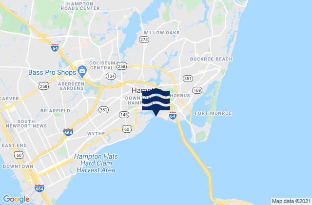 Mappa delle Getijden in Hampton River entrance, United States