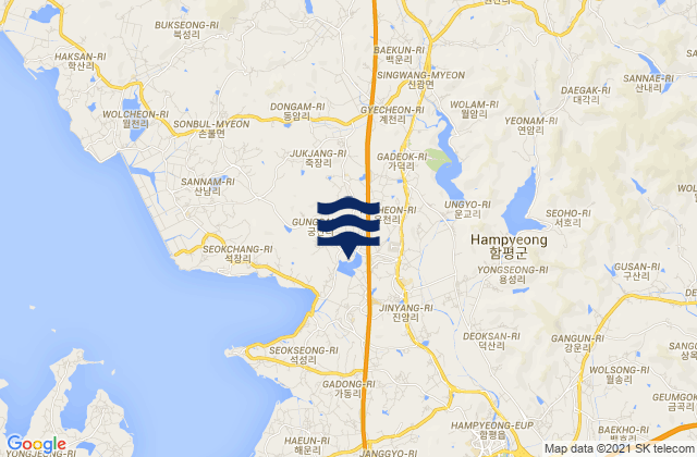 Mappa delle Getijden in Hampyeong-gun, South Korea