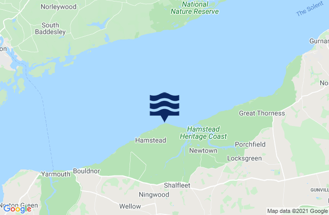 Mappa delle Getijden in Hamstead Point Beach, United Kingdom